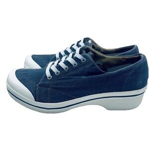 Dansko Veda Womens 10 EUR 41 Shoes Sneakers Platform Heels Blue Canvas Clogs